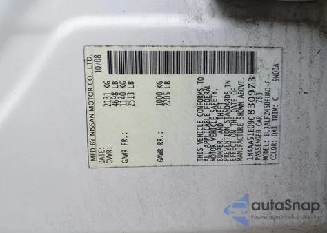 2009 Nissan Maxima S/Sv z USA, uszkodzony, nr VIN 1N4AA51E09C830973